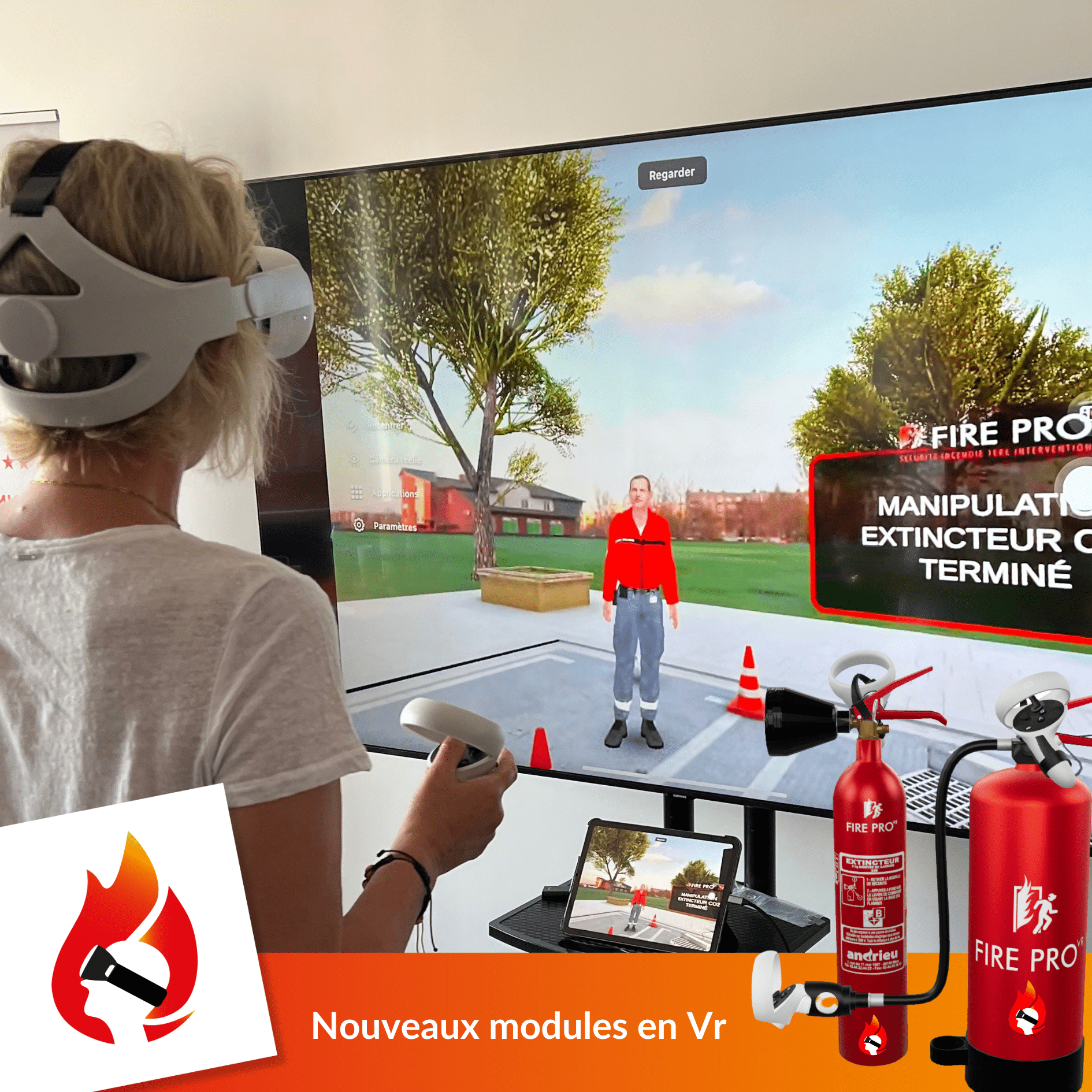 incendie en réalité virtuelle ou mixte