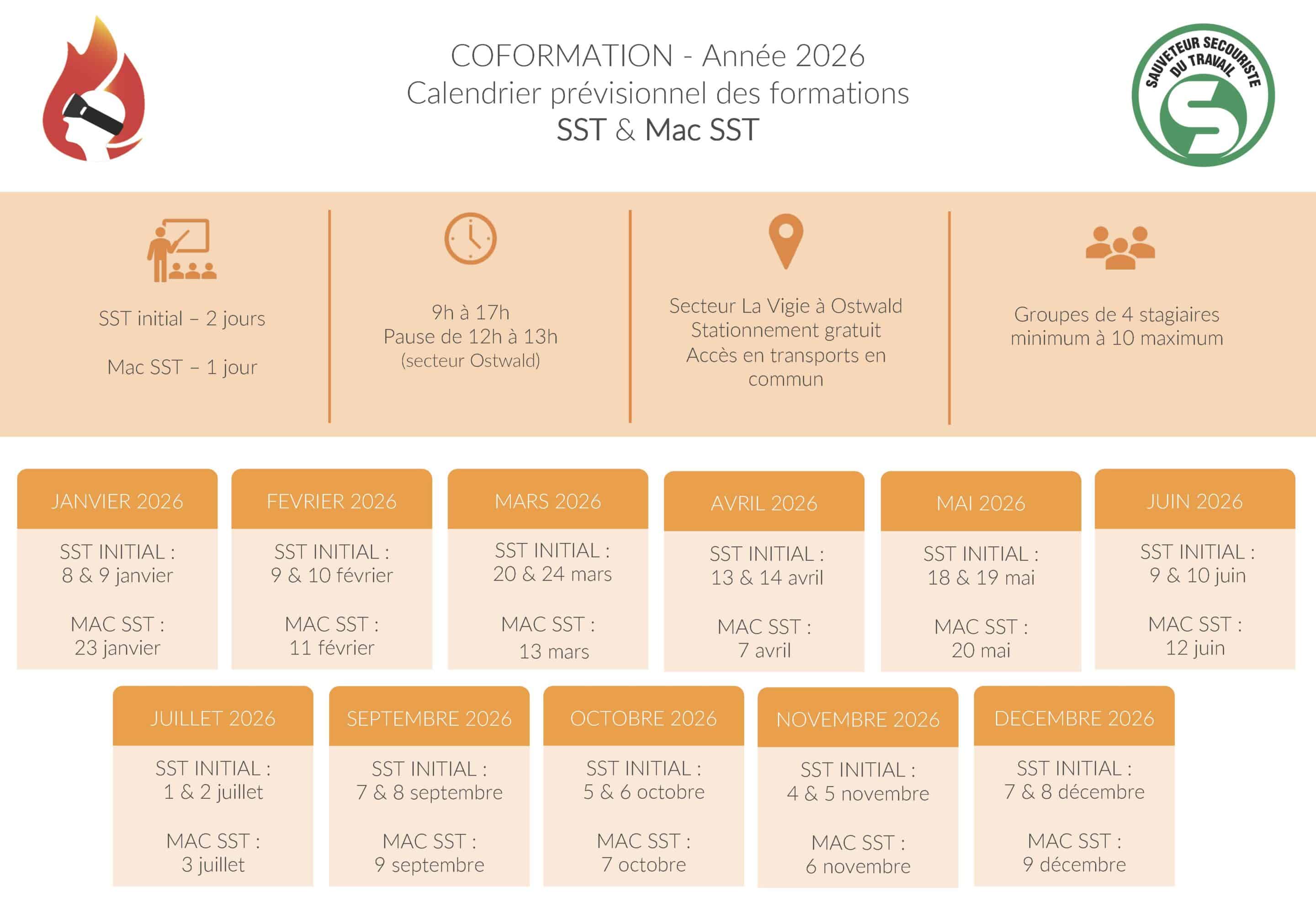 planning-formations-sst-mac-sst-2026-alsace-ostwald-coformation Planning prévisionnel 2026 – Formations SST & MAC SST en Alsace Sessions inter-entreprises à Ostwald (La Vigie) Formations certifiées – Groupes de 4 à 10 participants